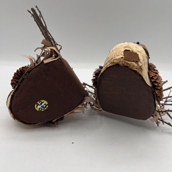 Vintage Handmade Set Rustic Turkey Figurines Bark Pinecone Folk Art Thanksgiving - Picture 16 of 16